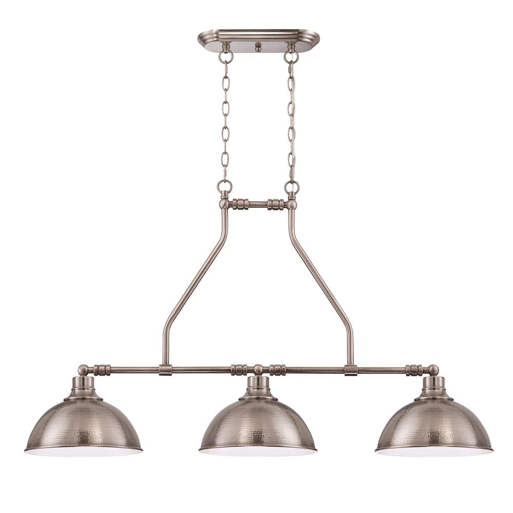 Craftmade 35973-AN Timarron 3 Light Island in Antique Nickel with Hammered Metal